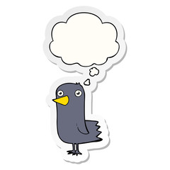 cartoon bird and thought bubble as a printed sticker