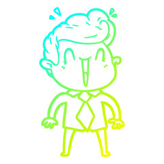 cold gradient line drawing cartoon excited man