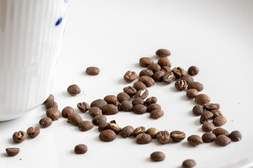 Coffee beans. Isolated on a white background closeup