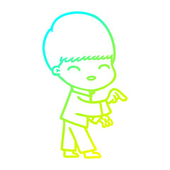 cold gradient line drawing happy cartoon boy