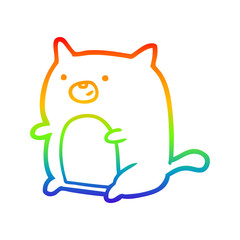 rainbow gradient line drawing Cartoon cat