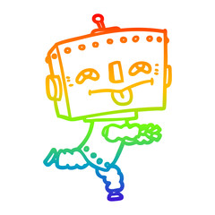 rainbow gradient line drawing cartoon robot