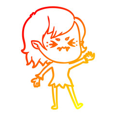 warm gradient line drawing annoyed cartoon vampire girl