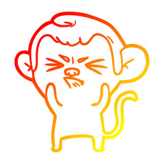 warm gradient line drawing cartoon annoyed monkey