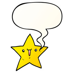 cute cartoon star and speech bubble in smooth gradient style