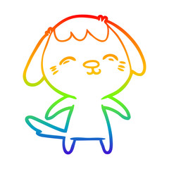 rainbow gradient line drawing happy cartoon dog