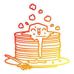 warm gradient line drawing stack of tasty pancakes