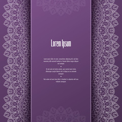 Greeting card or invitation template with filigree lace frame. Design for romantic events