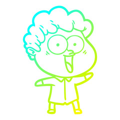 cold gradient line drawing cartoon happy man