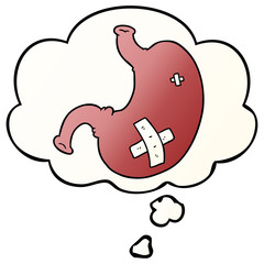 cartoon stomach and thought bubble in smooth gradient style