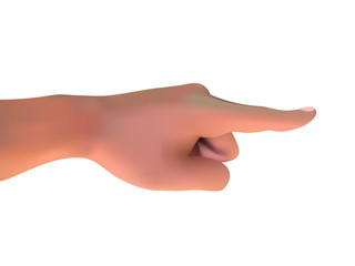 Hand Signs Of Index Finger Pointing Something, Gradient Mesh Style, Realistic Vector Illustration