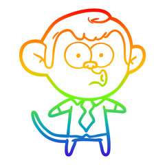 rainbow gradient line drawing cartoon office monkey