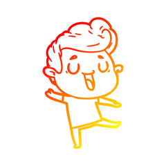 warm gradient line drawing happy cartoon man
