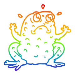 rainbow gradient line drawing cartoon nervous toad