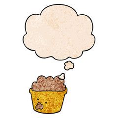 cartoon plant pot of earth and thought bubble in grunge texture pattern style