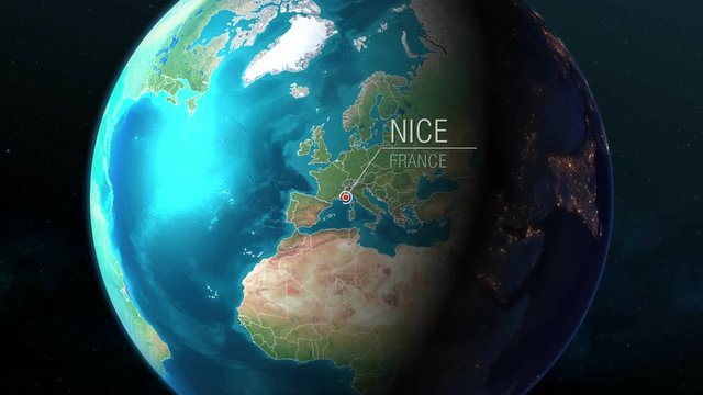 France - Nice - Zooming from space to earth