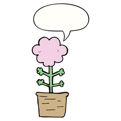 cute cartoon flower and speech bubble