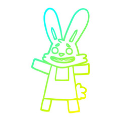 cold gradient line drawing cartoon smiling rabbit