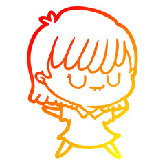 warm gradient line drawing cartoon woman