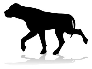 A detailed animal silhouette of a pet dog