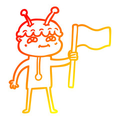 warm gradient line drawing friendly cartoon spaceman