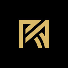 Abstract Letter RA Logo, Gold Color Design - vector