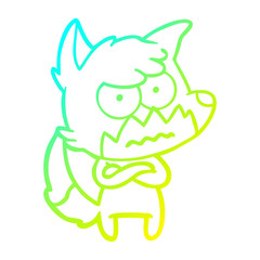cold gradient line drawing cartoon annoyed fox