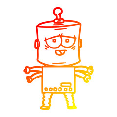 warm gradient line drawing cartoon robot