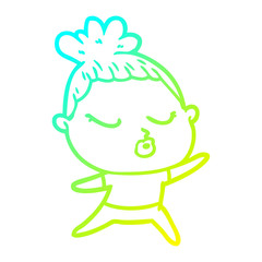 cold gradient line drawing cartoon calm woman
