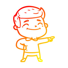 warm gradient line drawing happy cartoon man