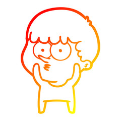warm gradient line drawing cartoon curious boy