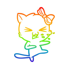 rainbow gradient line drawing cartoon cat