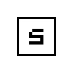Minimalist Letter S Logo Inside Square Shape - vector