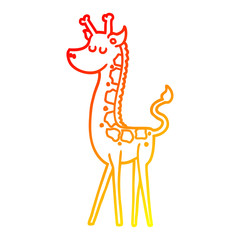 warm gradient line drawing cartoon giraffe