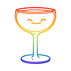 rainbow gradient line drawing cartoon glass of wine