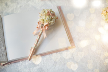 wedding guest book in wedding ceremony, wedding set up