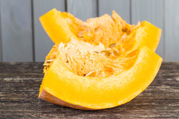 ripe orange pumpkin cut