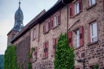 City of Eberbach along the long-distance hiking trail Neckarsteig in Germany