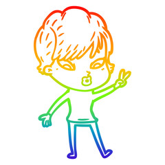rainbow gradient line drawing cartoon woman