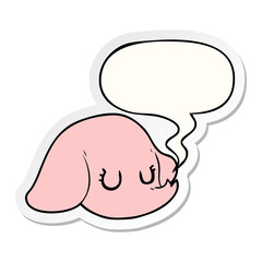 cartoon elephant face and speech bubble sticker