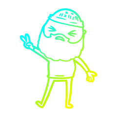 cold gradient line drawing cartoon man with beard