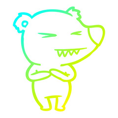 cold gradient line drawing angry polar bear cartoon