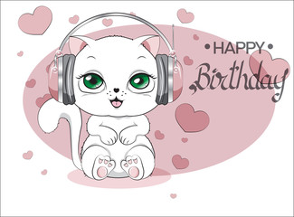 Happy birthday card with cat