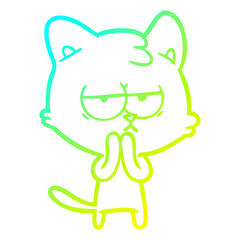 cold gradient line drawing bored cartoon cat