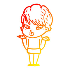 warm gradient line drawing cartoon woman
