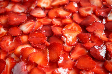 plate of strawberry sliced ​​slices 