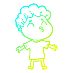 cold gradient line drawing cartoon man pouting