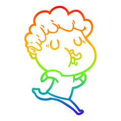 rainbow gradient line drawing cartoon man singing
