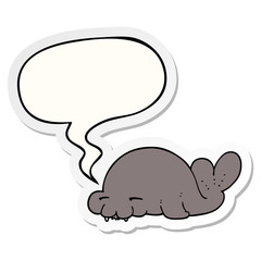 cartoon seal and speech bubble sticker