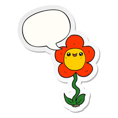 cartoon flower and speech bubble sticker